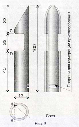 Рис.2. Схема изготовления трубки-шаблона для обрезки черенков