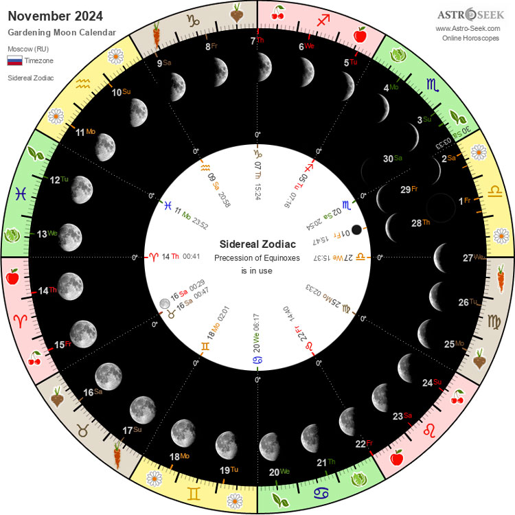 Фазы Луны в ноябре 2024 года